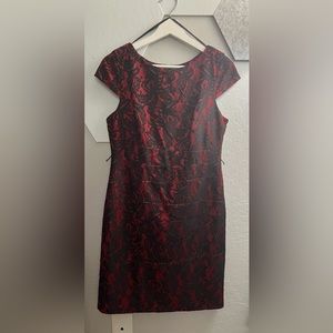 black and red lace cocktail dress
